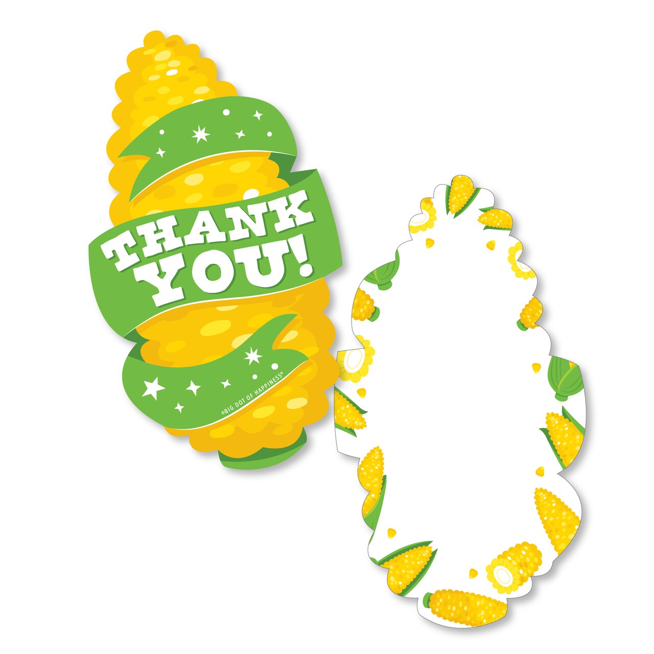 Big Dot of Happiness It's Corn - Shaped Thank You Cards - Fall Harvest Party Thank You Note Cards with Envelopes - Set of 12